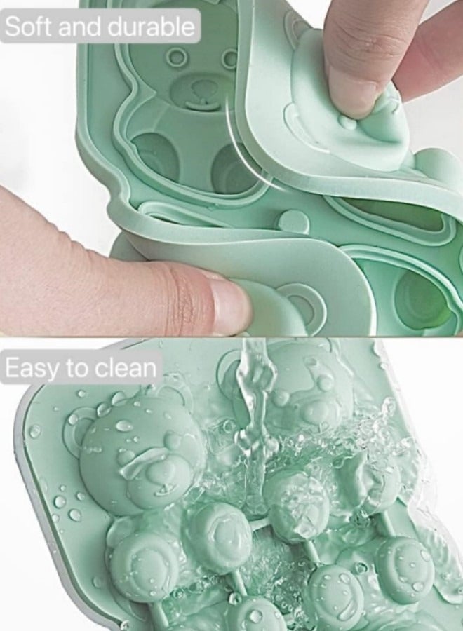 GGEROU 3D Bear Ice Pop Mold for Kids,Food Grade Silicone Ice Cream Molds Reusable Easy Release DIY Ice Cube Molds  - Image 3