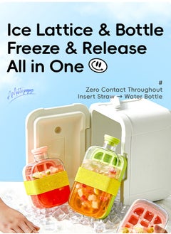 GIFT 3 in 1 Ice Maker Storage Take Away Iced Fruit Drink Water Bottle Cooling Ice Cube Mold 12 Grid Portable for Coffee Americano  - Image 2
