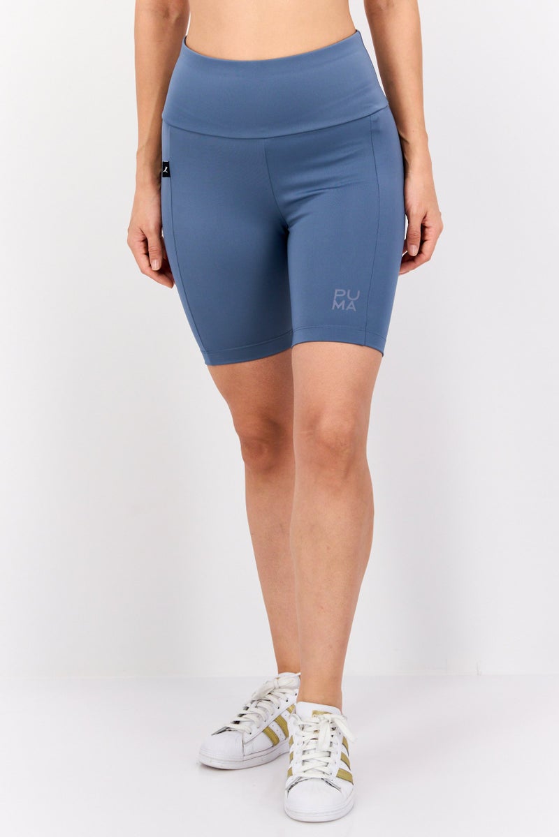 PUMA Women Sportswear Fit Brand Logo Training Shorts, Slate Blue - Image 1
