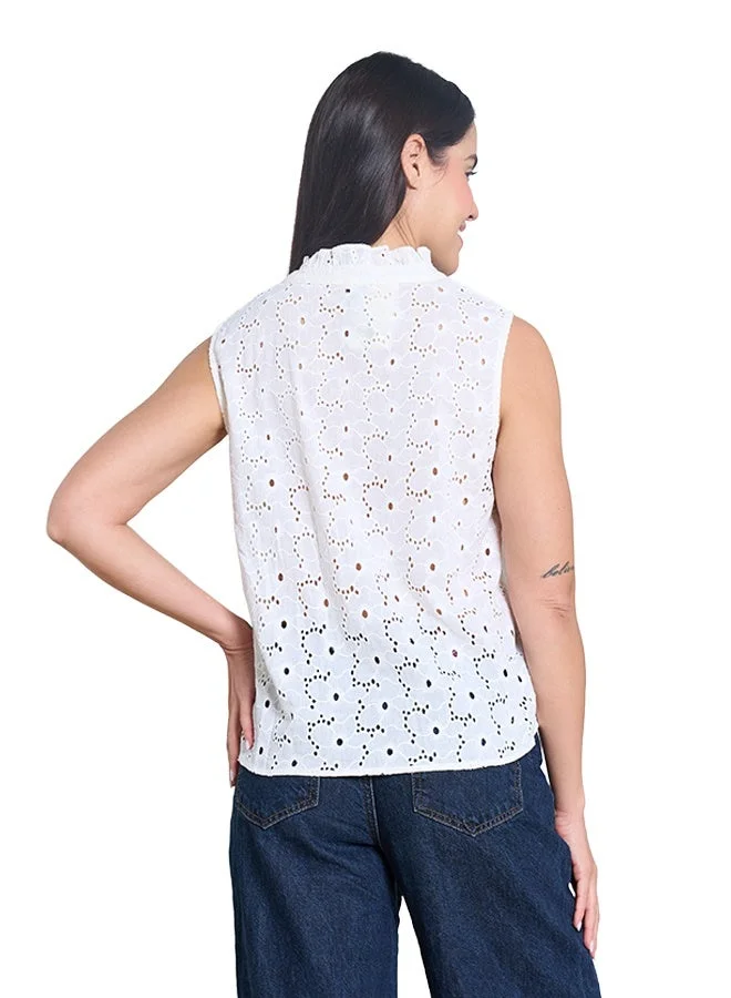Asharae  Women's Sleeveless Top With Neck Ruffles   Comfortable Material, Breathable Daily Wear, Casual Fashion Outfit, Special Occasion Outfit, Trendy & Chic Apparel for Women | Best Price UAE