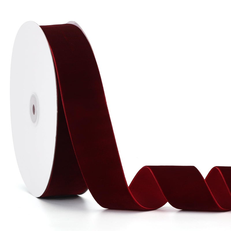 Jeuhoue Velvet Ribbon Burgundy112 Inch x 20YdPerfect for Christmas Gift WrappingFloral BouquetsHome DecorParty DIY Decorations112 x 20Yd Burgundy