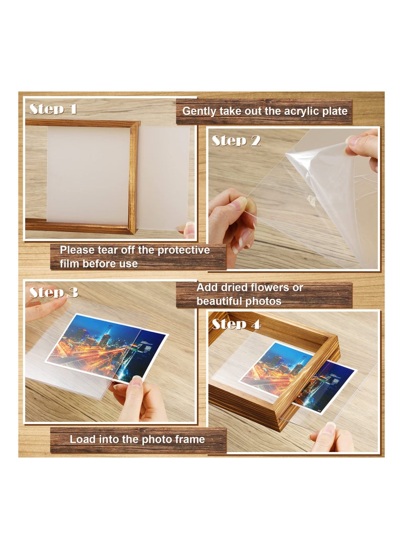 Barakah 2 Piece Rustic Floating Frames Pressed Flower Display Frames Double-Sided Acrylic Frames Wooden Plant Specimen Frames Double-Sided Photo Display Herbarium Specimen Frames For Desktop - Image 3