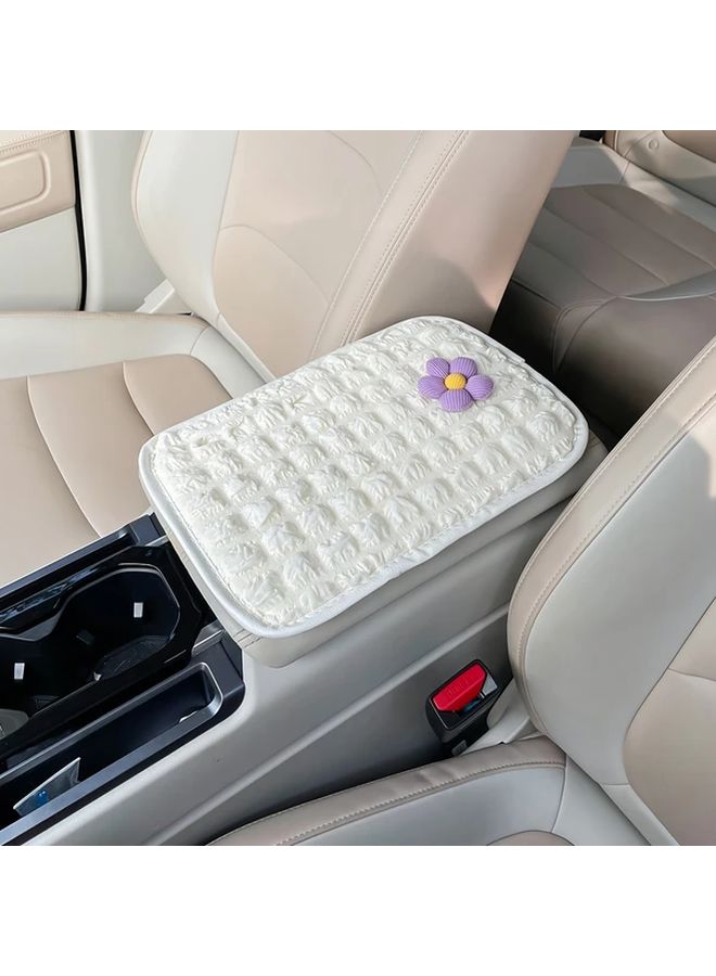 Black Flowers Car Armrest Pad Creative Non Slip Central Armrest Box Cover - Image 2