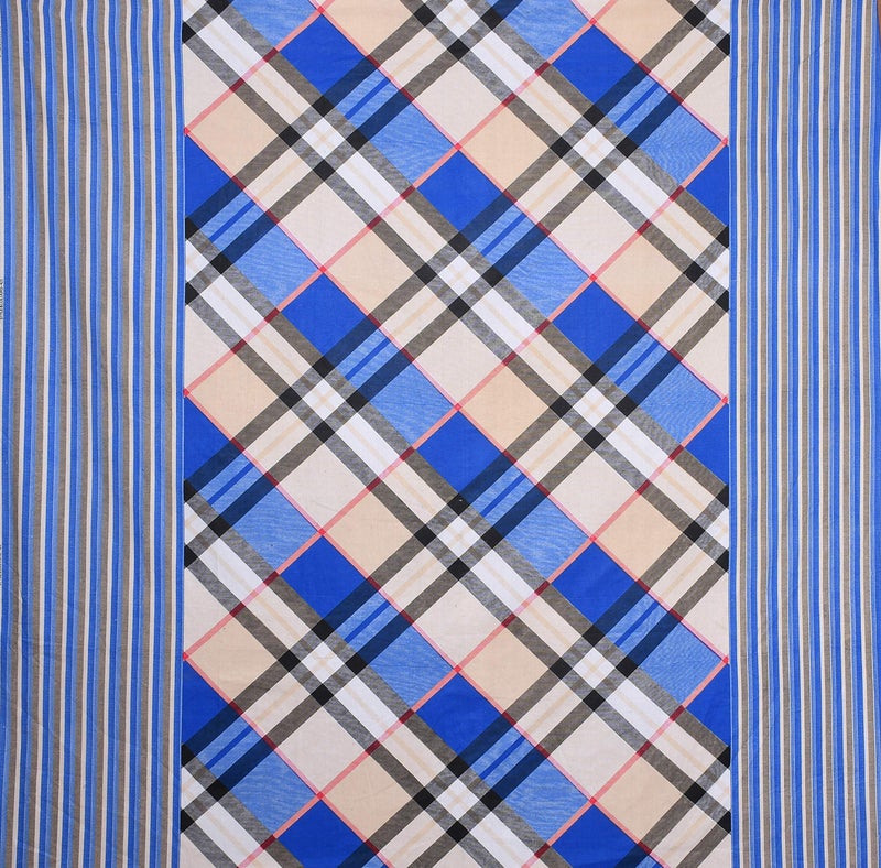Temoli® Cotton Elastic Fitted bedsheets King Size, Fitted bedsheets King Size with Elastic and 2 Pillow Covers of Size 100x100 inch (Blue-Lines) - Image 2