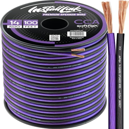 Install Link 14 AWG Gauge Speaker Wire Cable (100 Feet) Stereo, Car or Home Theater (CCA) - Image 1