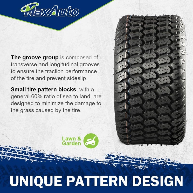 MaxAuto 16x7.50-8 16x7.5x8 إطارات جزازة العشب Turf Saver 4PLY، مجموعة من 2 - Image 4