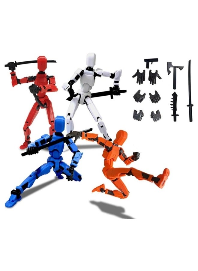 BUPY - 4 Sets T13 Action Figure, 3D Printed Titan 13 Multi-Jointed Movable Robot, Full Body Mechanical Doll Dummy Action Figures for Creative Gifts and Toy Collection (4 Colors) - Image 1