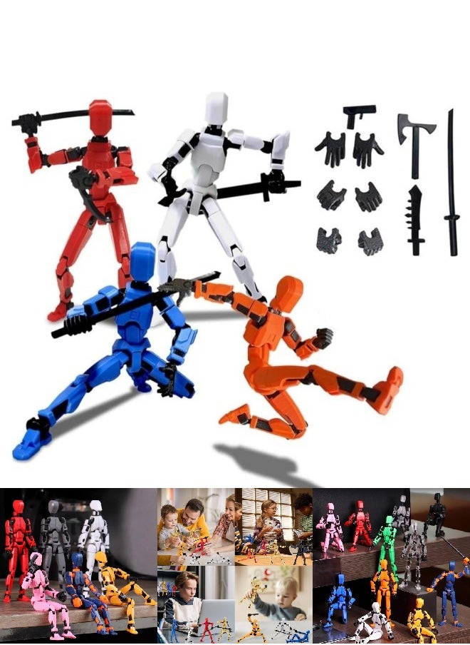 BUPY - 4 Sets T13 Action Figure, 3D Printed Titan 13 Multi-Jointed Movable Robot, Full Body Mechanical Doll Dummy Action Figures for Creative Gifts and Toy Collection (4 Colors) - Image 1