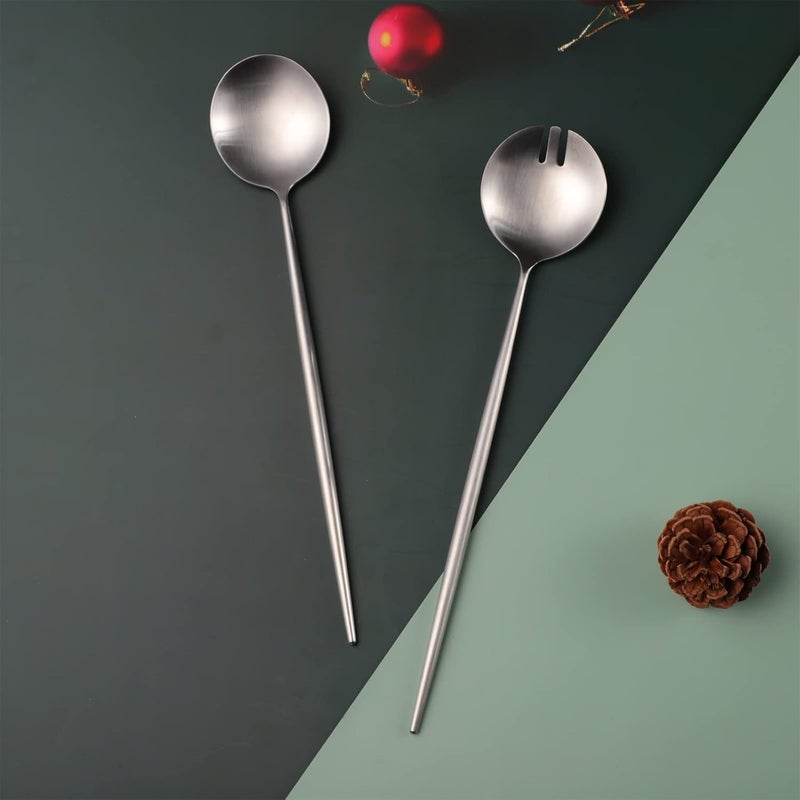 Zerophilo Salad Servers,Spoon and Fork Set 11.41 inch,18/10 Stainless Steel Salad Serving Titanium Plating (Gold) - Image 3