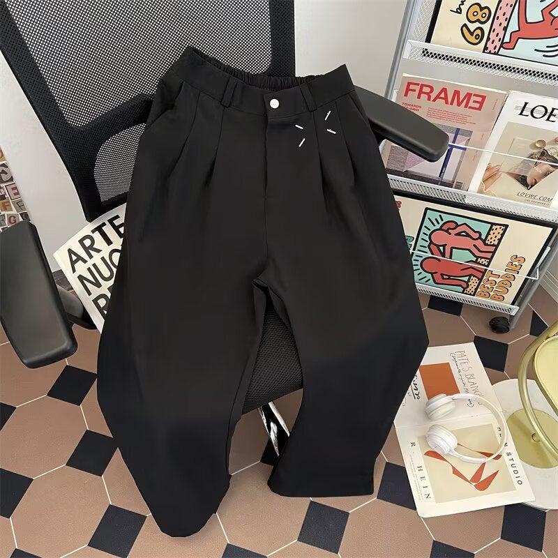 Three-Dimensional Deconstructed Niche Drape Wide-Leg Suit Pants Unisex Straight Casual Loose Fashion Floor-Length Dress Pants - Image 2
