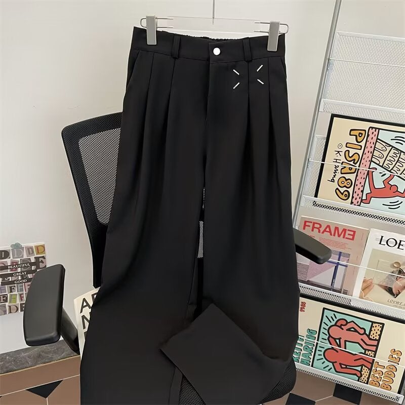Three-Dimensional Deconstructed Niche Drape Wide-Leg Suit Pants Unisex Straight Casual Loose Fashion Floor-Length Dress Pants - Image 5