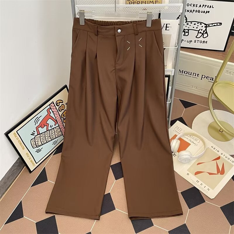 Three-Dimensional Deconstructed Niche Drape Wide-Leg Suit Pants Unisex Straight Casual Loose Fashion Floor-Length Dress Pants - Image 1