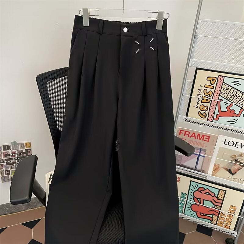 Three-Dimensional Deconstructed Niche Drape Wide-Leg Suit Pants Unisex Straight Casual Loose Fashion Floor-Length Dress Pants - Image 4
