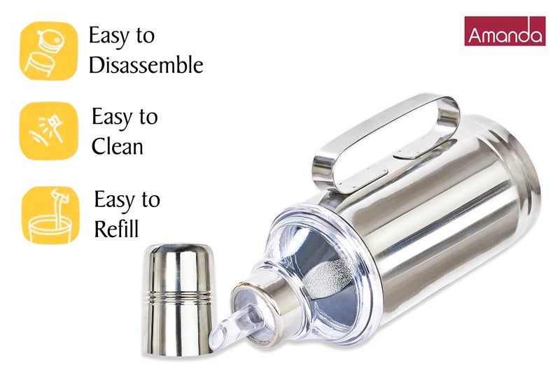 Amanda Stainless Steel Oil Dispenser with Nozzle 1 Litre (1000 ml) | Oil Container | Oil Pourer | Oil Pot| Oil Can| Oil Dispenser with Handle | Premium Food Grade Stainless Steel - Image 5