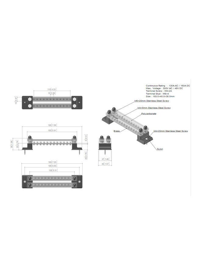 NIBEMINENT Dual Row 12 Position Terminal Busbar Block And Cover For Car Boat Marine - Image 5
