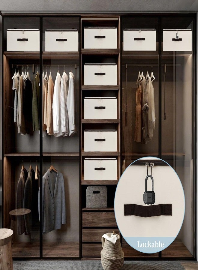 AMJ Foldable Fabric Storage Box (Set of 2) - Lidded Bin for Wardrobe, Household - Beige Organizer Cube - Washable & Stackable - Image 5