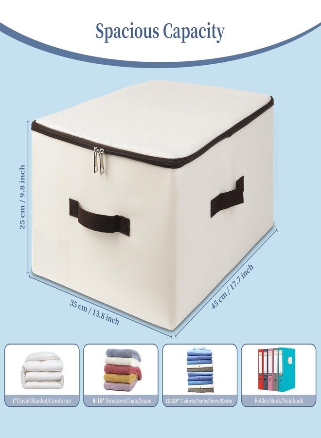 AMJ Foldable Fabric Storage Box (Set of 2) - Lidded Bin for Wardrobe, Household - Beige Organizer Cube - Washable & Stackable - Image 2