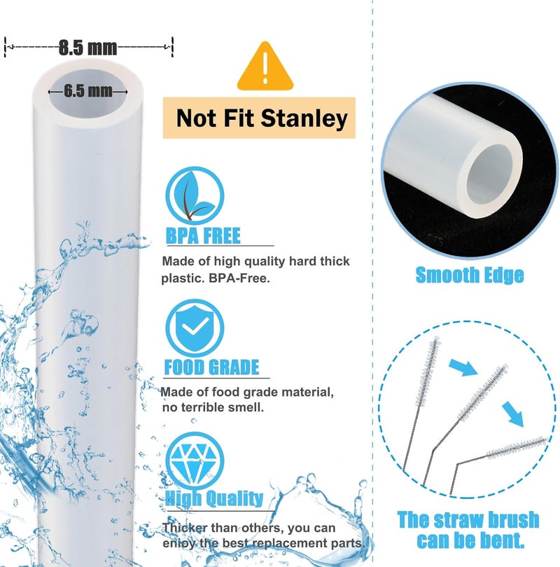 Greant 6 Pack Replacement Straws for Hydro Flask Straw Lid Wide Mouth Bottle, 9.8''L X 0.33'' W, for Hydroflask Wide Mouth Flex Straw Cap, Plastic, Cuttable - Image 3