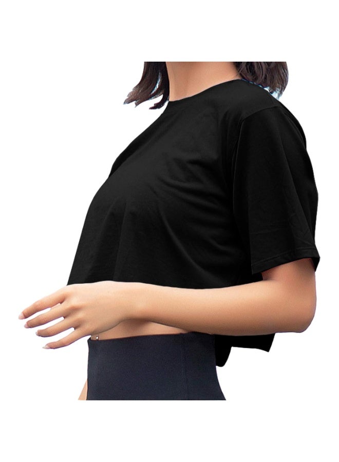 Women’s Short Sleeve Crewneck Loose Crop Top – Comfy Casual & Workout Tee - Image 3