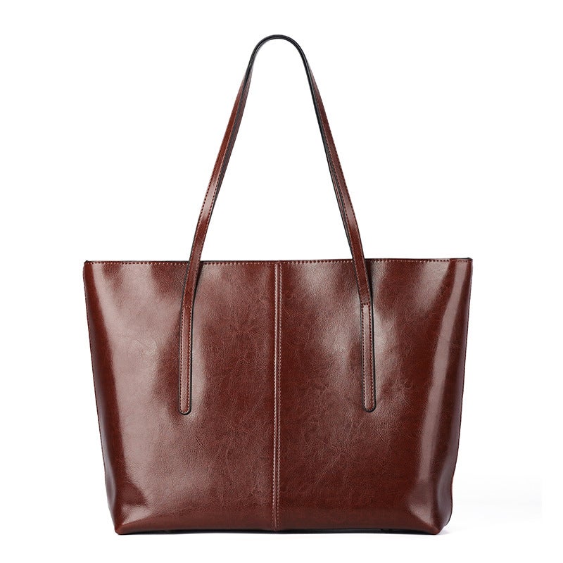 Large Capacity Vintage Leather Tote Shoulder Bag for Women - Image 5