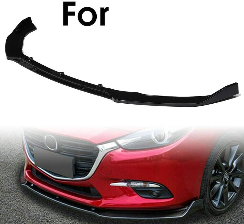 Yurefax Glossy Black Front Bumper Splitter Lip Cover for Mazda 3 - Image 5