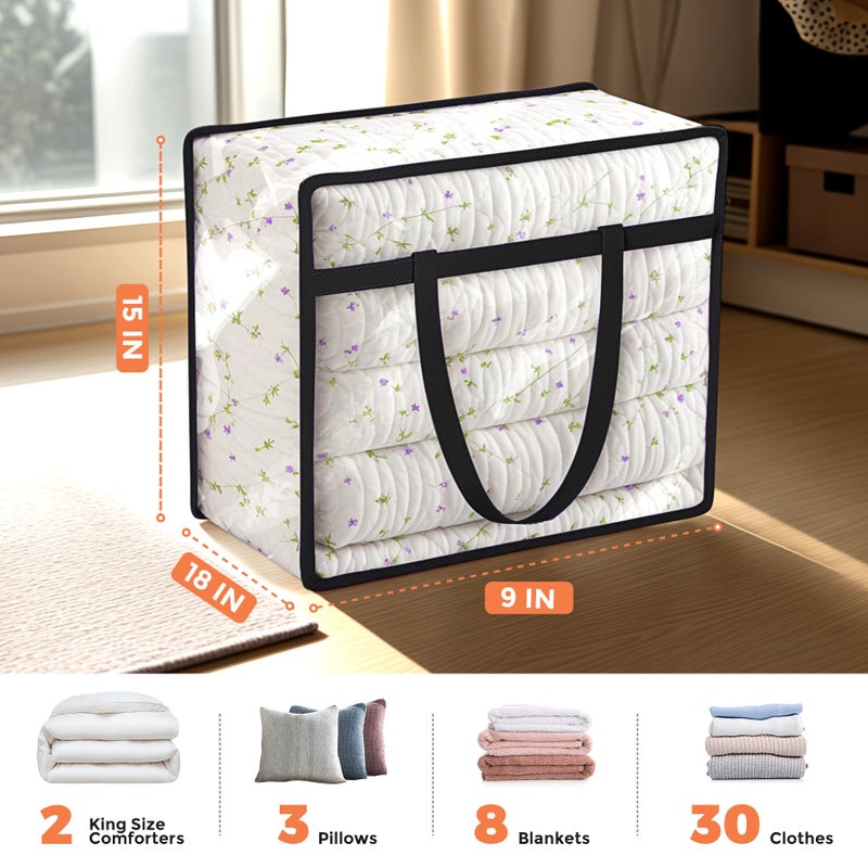 Budding Joy 6 Pack Clear Zippered Storage Bags for Clothes,40L Closet Organizers and Storage Containers Vinyl Moving Bag for Bedding, Linen, Blankets, Comforters, Clothing & Toys, Black - Image 2