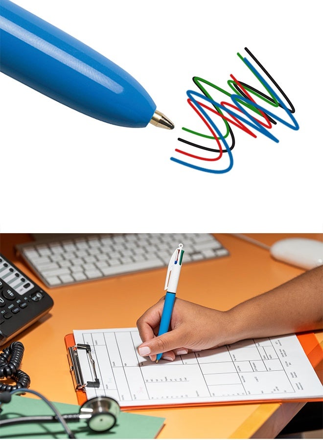 BIC 4 Colors Shine Retractable Ballpoint Pens with Medium Point (1.0 mm), Assorted Colors Metallic Barrels, Pack of 3 - Image 2