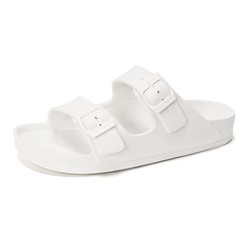 FUNKYMONKEY Women's Plastic Sandals New Upgrade Quality EVA Waterproof Double Buckle Adjustable Slides Shoes (6 M US, White/XPZ) - Image 1