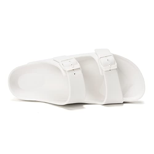 FUNKYMONKEY Women's Plastic Sandals New Upgrade Quality EVA Waterproof Double Buckle Adjustable Slides Shoes (6 M US, White/XPZ) - Image 3