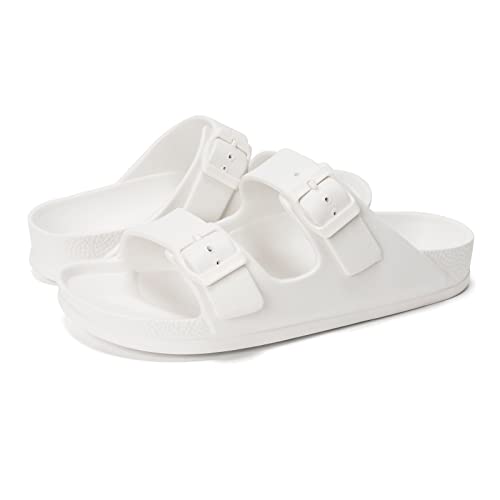 FUNKYMONKEY Women's Plastic Sandals New Upgrade Quality EVA Waterproof Double Buckle Adjustable Slides Shoes (6 M US, White/XPZ) - Image 5