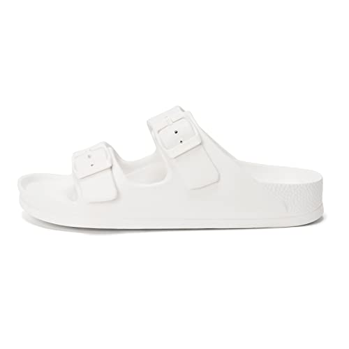 FUNKYMONKEY Women's Plastic Sandals New Upgrade Quality EVA Waterproof Double Buckle Adjustable Slides Shoes (6 M US, White/XPZ) - Image 2