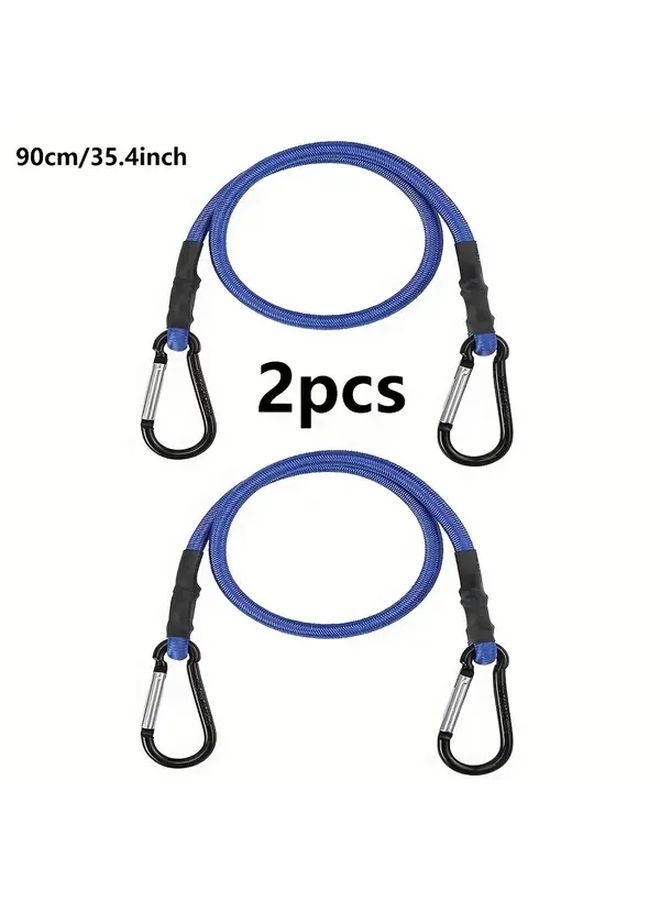 Blue Heavy Duty Elastic Ropes With Hooks 90cm For Outdoor Camping Tent Setup - Image 1