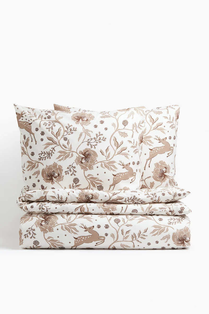 H&M Patterned cotton double/king duvet cover set