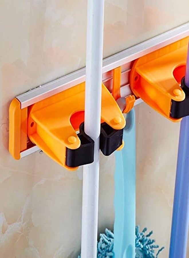 crownish Wall Mounted Tool Rack Storage 4 Position 5 Hook Mop and Broom Organizer Holder - Image 2