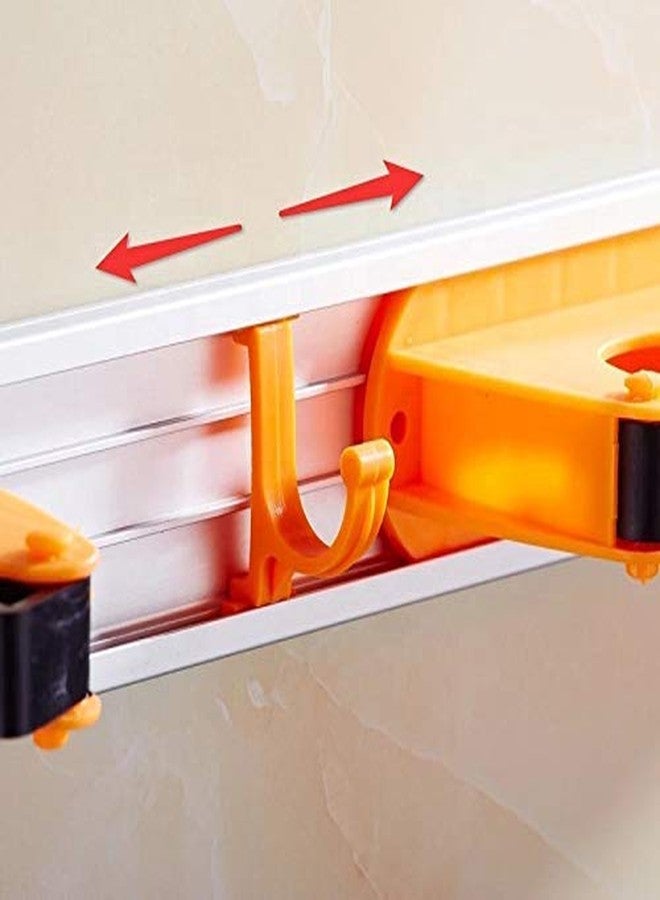 crownish Wall Mounted Tool Rack Storage 4 Position 5 Hook Mop and Broom Organizer Holder - Image 3