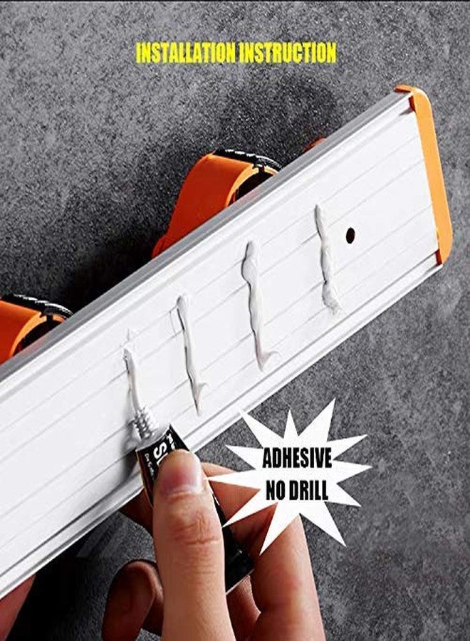 crownish Wall Mounted Tool Rack Storage 4 Position 5 Hook Mop and Broom Organizer Holder - Image 5