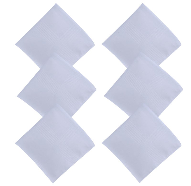 Dollar Cotton Handkerchiefs Hanky for Men - White Striped In Pack of 6 - Image 1