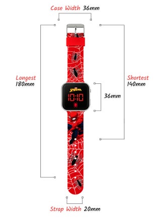 ساعة ديزني مارفل سبايدرمان مارفل بحزام أحمر ليد - view 3