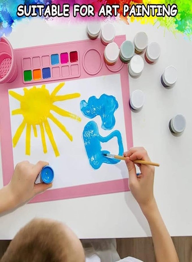 SHIVOM Silicone Craft Painting Mat with Brush Holders Perfect for Painting, Play Doh, and Clay ,Color Mixing Plate, Cleaning with Bunny Cups Multifunctional Drawing Mat for Kids Non-Stick (15.7 x 19.5 Inch) - Image 5