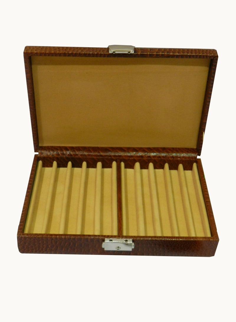 LAVERI LEATHER Laveri 10 Piece Genuine Leather Pen  Case Storage and Fountain Pen , Chain, Braslets Organizer Box with Key Lock - Image 1