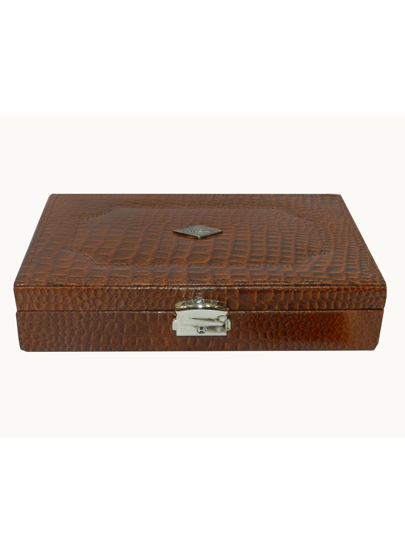 LAVERI LEATHER Laveri 10 Piece Genuine Leather Pen  Case Storage and Fountain Pen , Chain, Braslets Organizer Box with Key Lock - Image 5