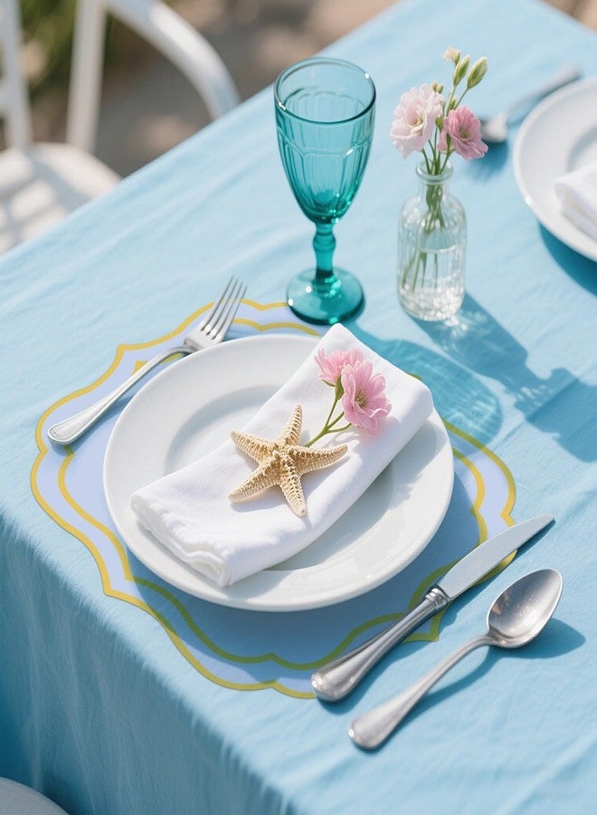 Stuffygreenus 100 Pcs Dusty Blue Paper Placemats 13.4 x 12 Inch Disposable Scalloped Paper Placemats Decorative Place Mat for Wedding Baby Shower Banquet Party Holiday Table Decor - Image 4