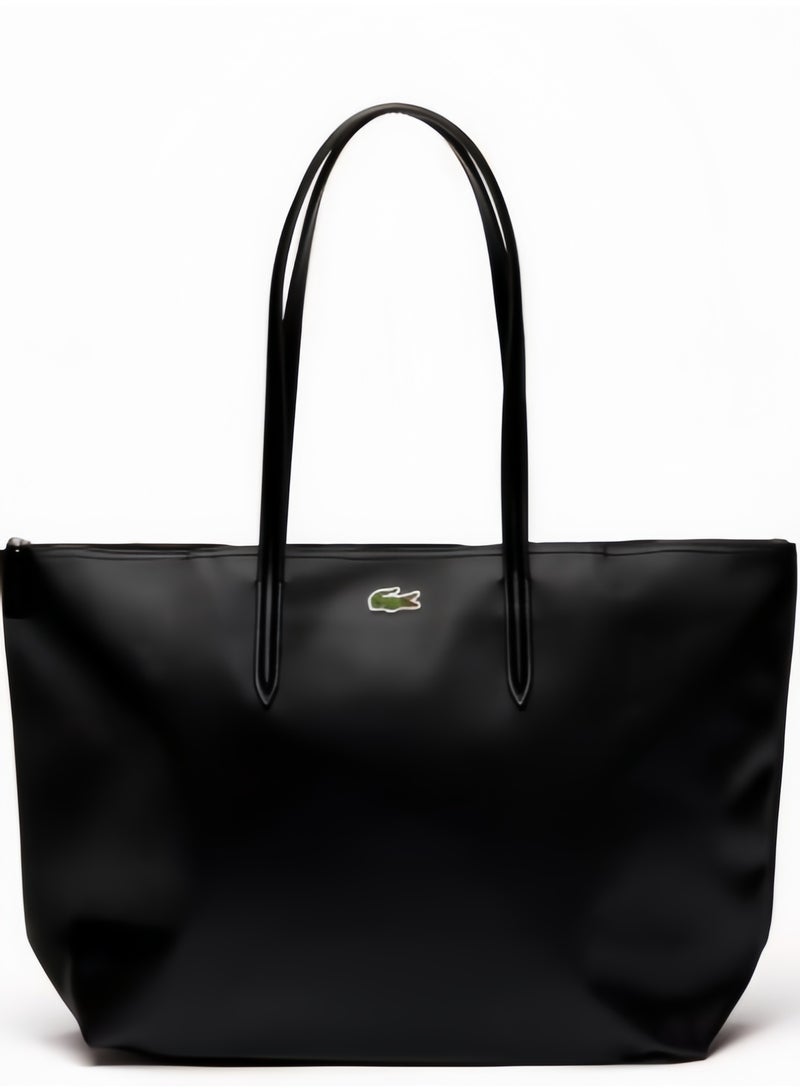 لاكوست حقيبة لاكوست نسائية L12.12 تصميم عصري متعددة الاستخدامات بسعة كبيرة، حقيبة يدوية أو على الكتف كبيرة الحجم بسحاب، حقيبة توت كبيرة باللون الأسود، المقاسات: 45 سم * 30 سم * 12 سم - Image 2