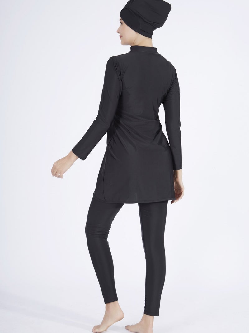 Cross-Border Modest Beach Hot Spring Conservative Sun Protection Swimsuit Burkini Top + Hat + Pants Three-Piece Swimsuit - Image 3