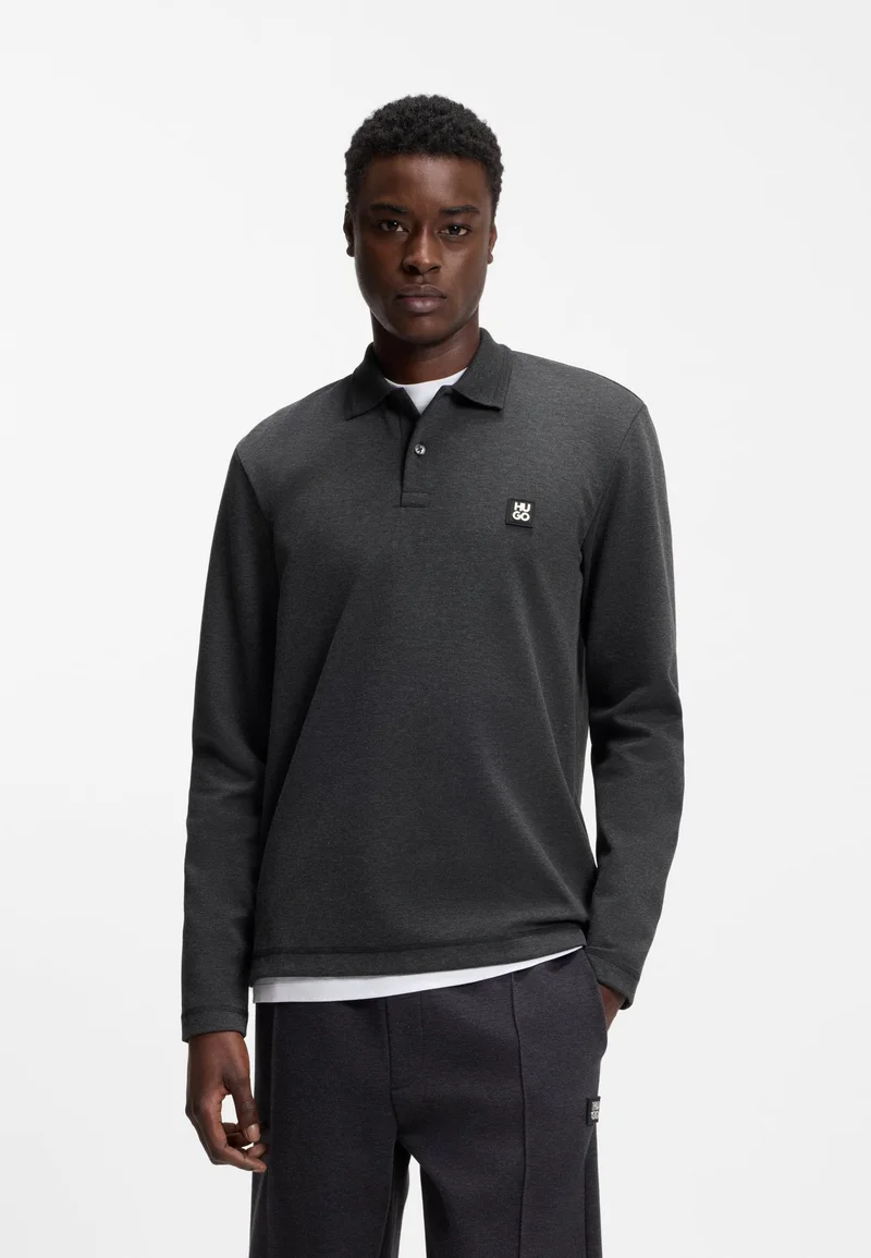 HUGO Cotton-blend polo shirt with stacked logo