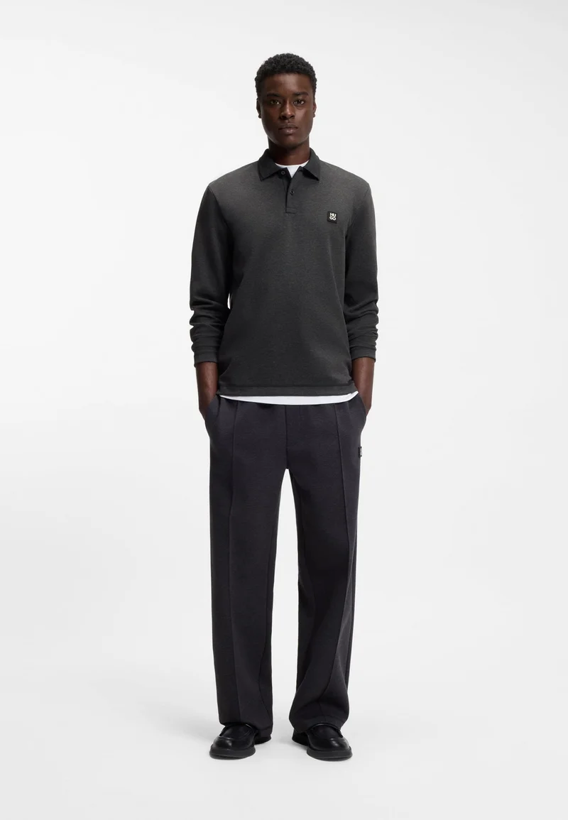 HUGO Grey Cotton-blend polo shirt with stacked logo for Men | Best Price UAE