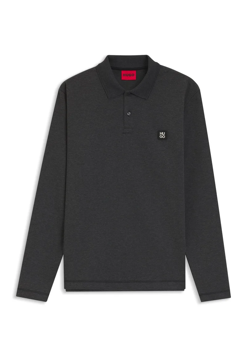 HUGO Grey Cotton-blend polo shirt with stacked logo for Men | Best Price UAE
