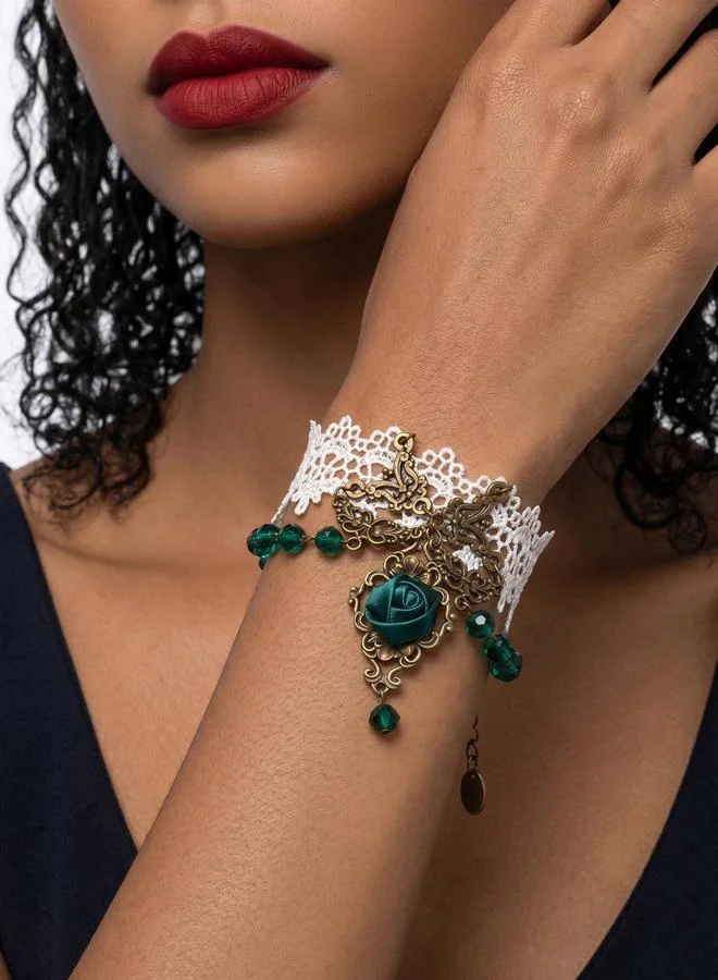 تايك تو Multi-Color Bead and Lace Details Cuff Bracelet