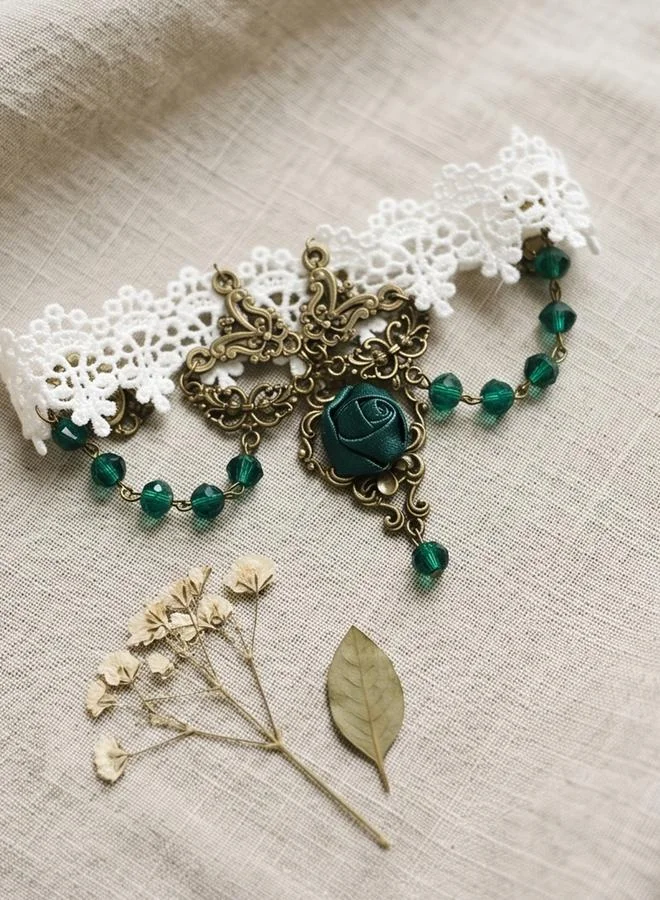 تايك تو Multi-Color Bead and Lace Details Cuff Bracelet