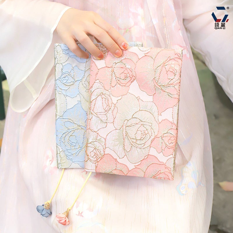 Qian Li Handmade Cloth Book Cover – Dandelion Brocade A5 Notebook Jacket - Image 4